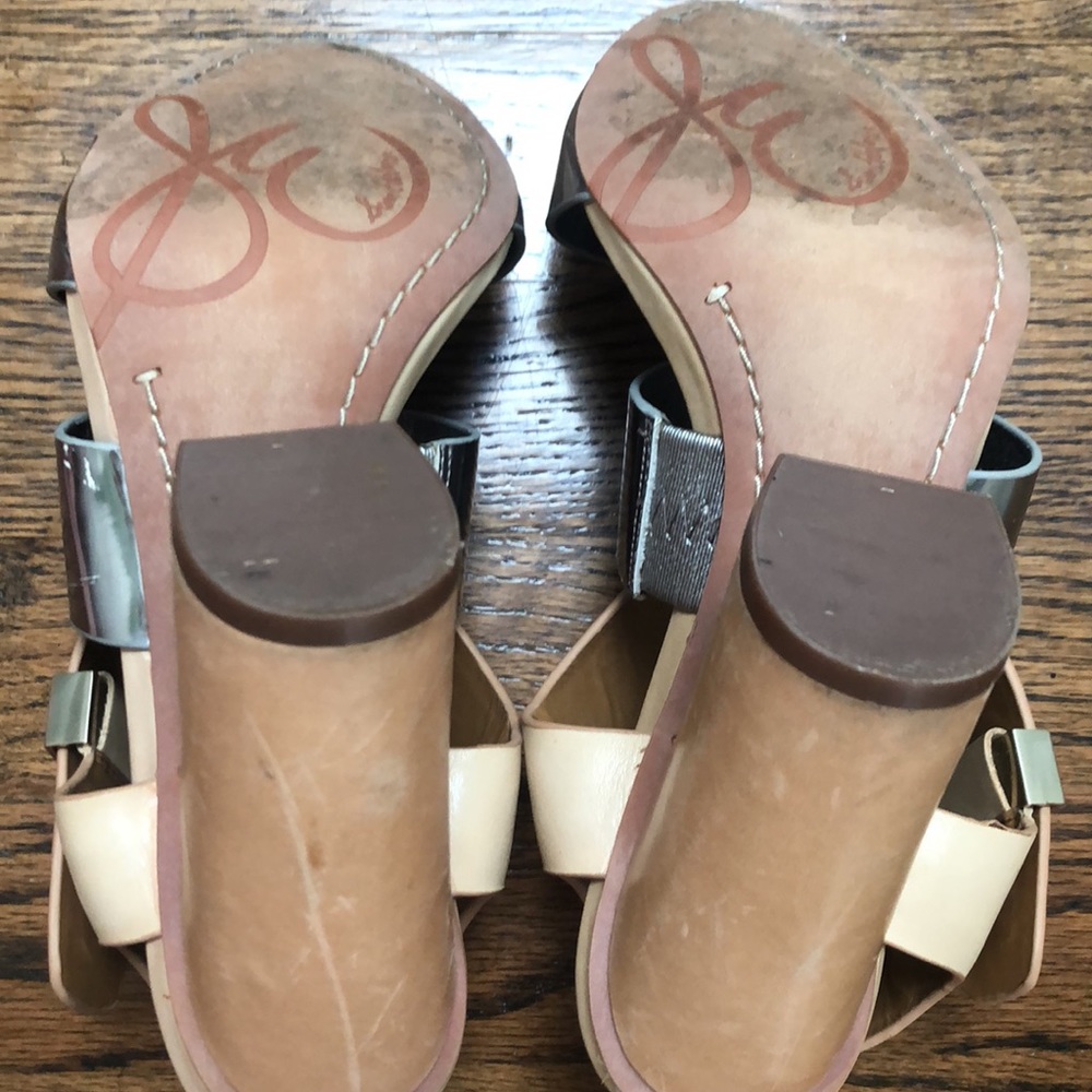 Sam Edelman 71/2 Silver and Light Tan Lthr Heels - Picture 11 of 13